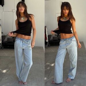 NWT Anthropologie Never Fully Dressed Scallop Detail Straight Leg Jeans Sz 6